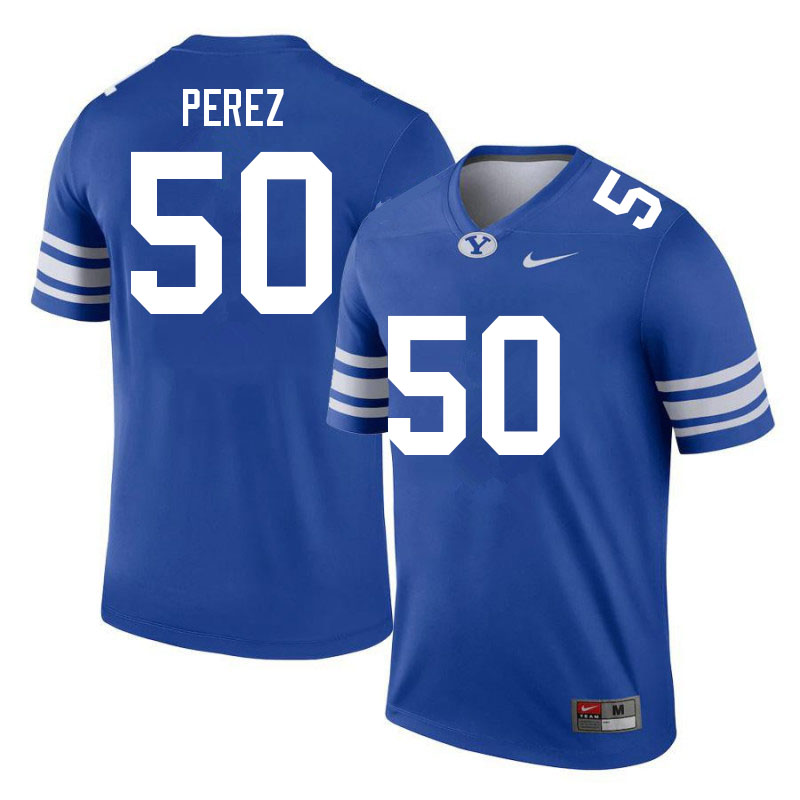 Men #50 Isaiah Perez BYU Cougars College Football Jerseys Sale-Royal
